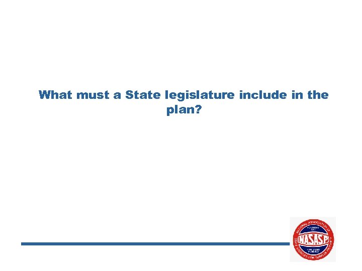 What must a State legislature include in the plan? 
