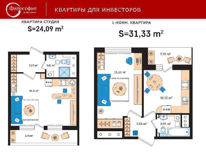 КВАРТИРЫ ДЛЯ ИНВЕСТОРОВ КВАРТИРА СТУДИЯ 1 -КОМН. КВАРТИРА 