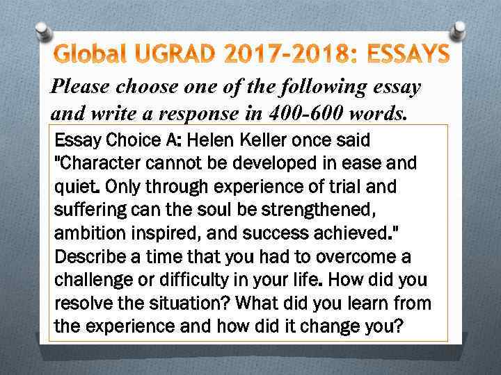 Please choose one of the following essay and write a response in 400 -600