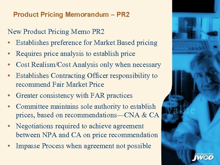 Product Pricing Memorandum – PR 2 New Product Pricing Memo PR 2 • •