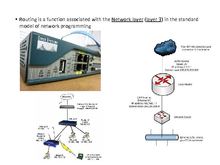  • Routing is a function associated with the Network layer (layer 3) in