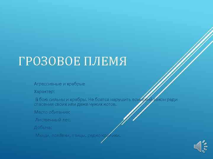 ГРОЗОВОЕ ПЛЕМЯ Агрессивные и храбрые Характер: В бою сильны и храбры. Не боятся нарушить