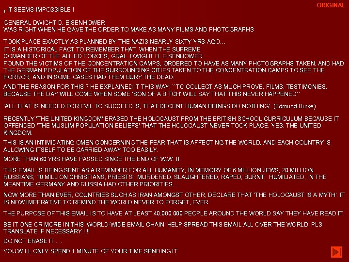 ¡ IT SEEMS IMPOSSIBLE ! ORIGINAL GENERAL DWIGHT D. EISENHOWER WAS RIGHT WHEN HE