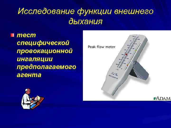 Исследование функции внешнего дыхания тест специфической провокационной ингаляции предполагаемого агента 