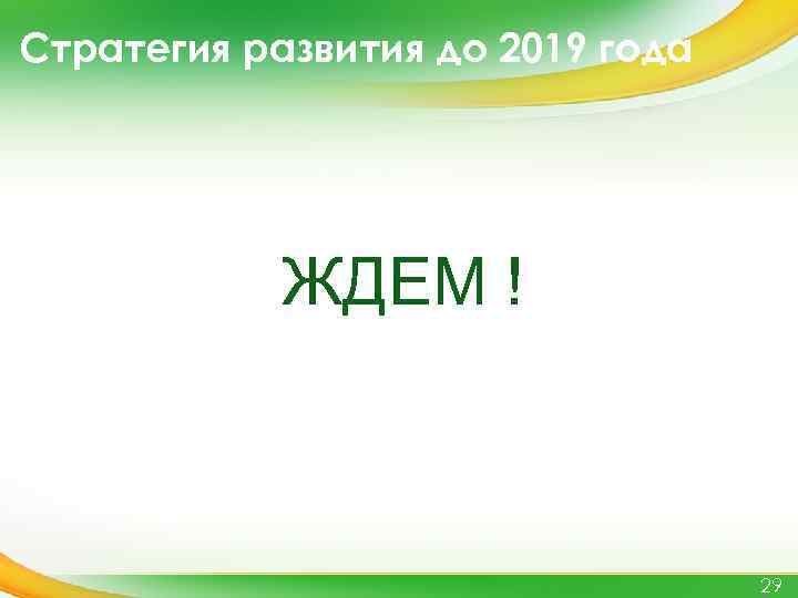 Стратегия развития до 2019 года ЖДЕМ ! 29 