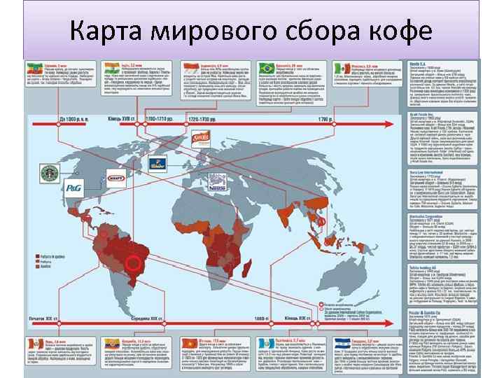 Карта мирового сбора кофе 