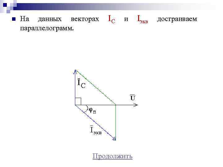 n На данных векторах IС и Iэкв достраиваем параллелограмм. Продолжить 