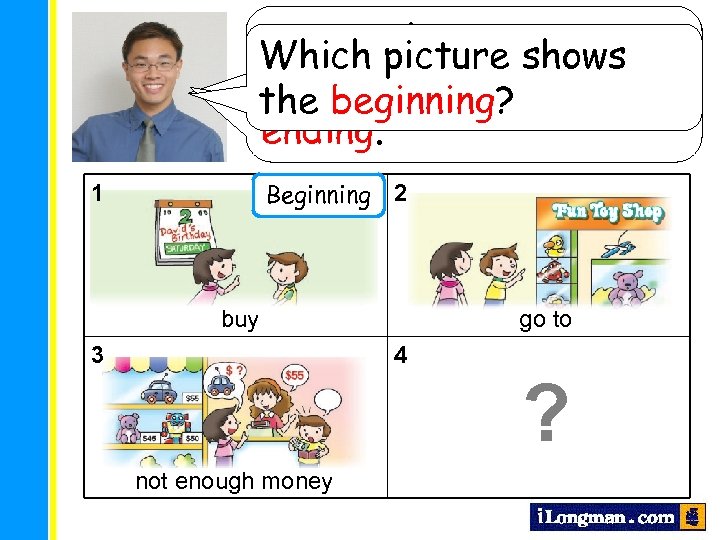 A story these sections: has 3 shows Look atpictures Which beginning, a story. and