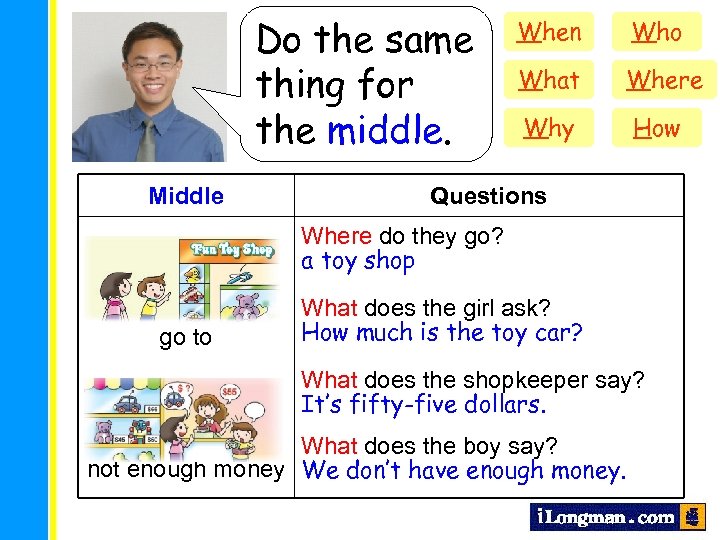 Do the same thing for the middle. Middle When Who What Where Why How