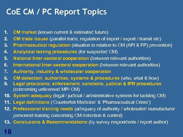 Co. E CM / PC Report Topics 1. 2. 3. 4. 5. 6. 7.