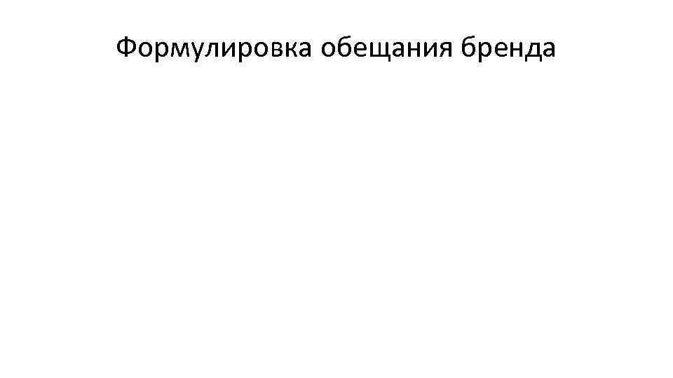 Формулировка обещания бренда 