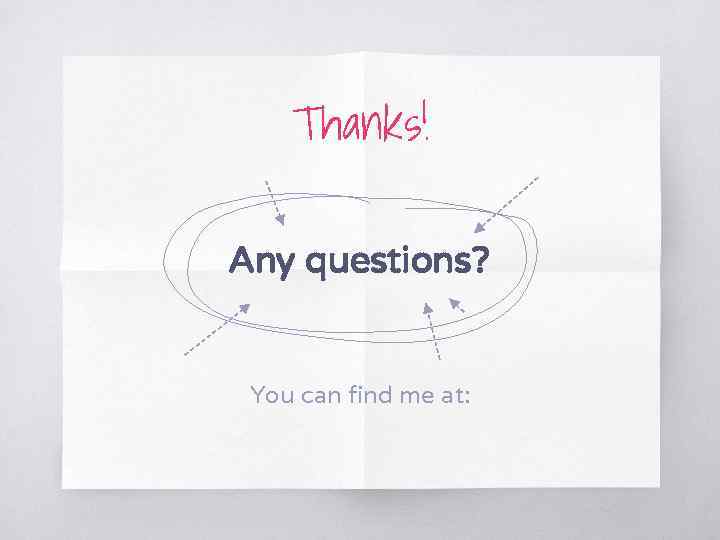 Thanks! Any questions? You can find me at: 