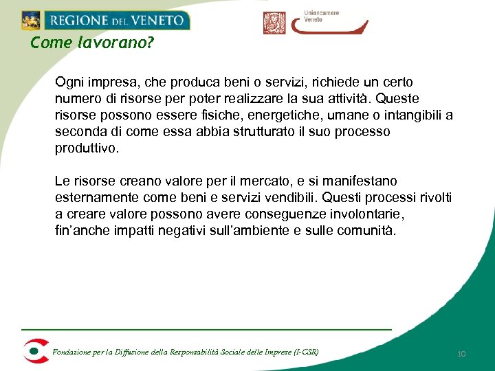 Come lavorano? Ogni impresa, che produca beni o servizi, richiede un certo numero di