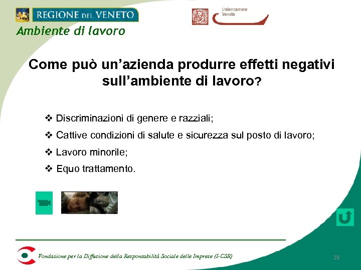 Ambiente di lavoro Come può un’azienda produrre effetti negativi sull’ambiente di lavoro? v Discriminazioni
