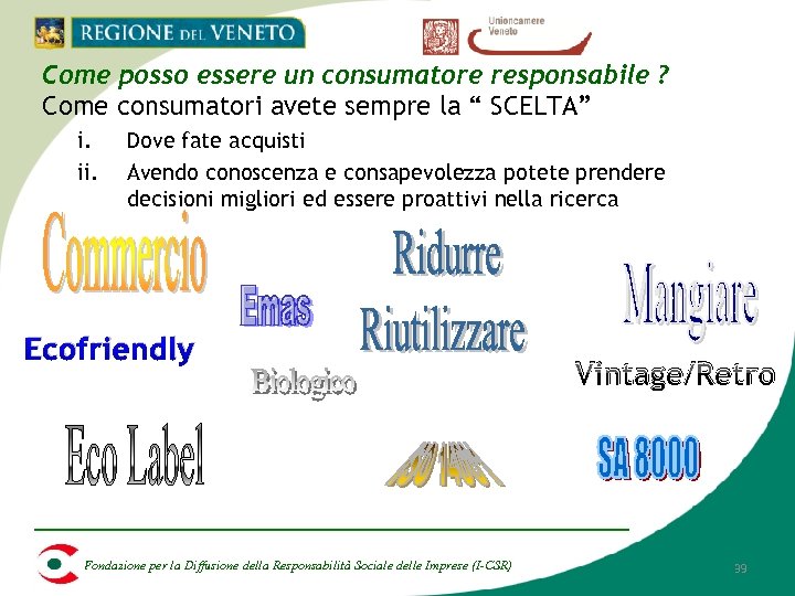 Come posso essere un consumatore responsabile ? Come consumatori avete sempre la “ SCELTA”