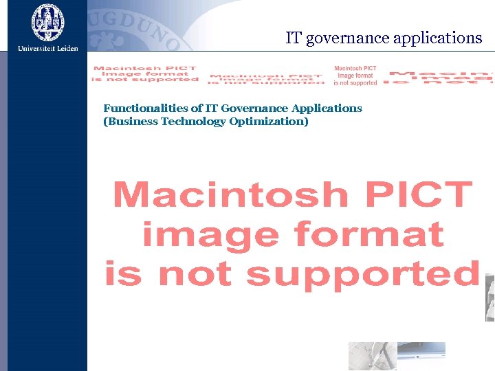 IT governance applications Functionalities of IT Governance Applications (Business Technology Optimization) 