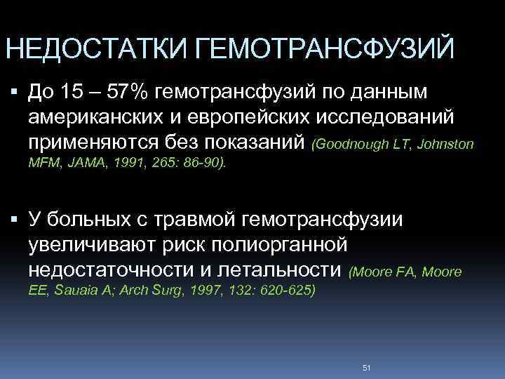 НЕДОСТАТКИ ГЕМОТРАНСФУЗИЙ До 15 – 57% гемотрансфузий по данным американских и европейских исследований применяются