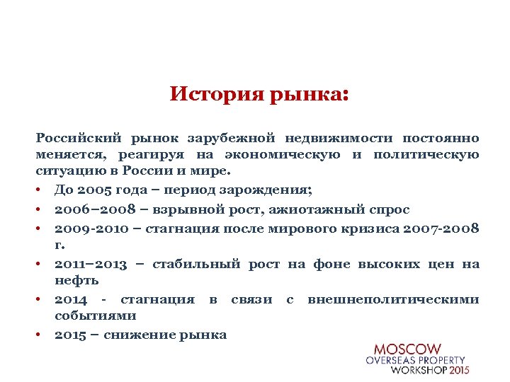 История рынка: Российский рынок зарубежной недвижимости постоянно меняется, реагируя на экономическую и политическую ситуацию