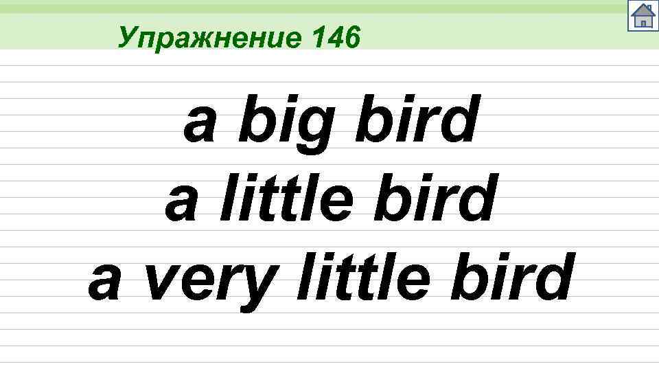 Упражнение 146 a big bird a little bird a very little bird 