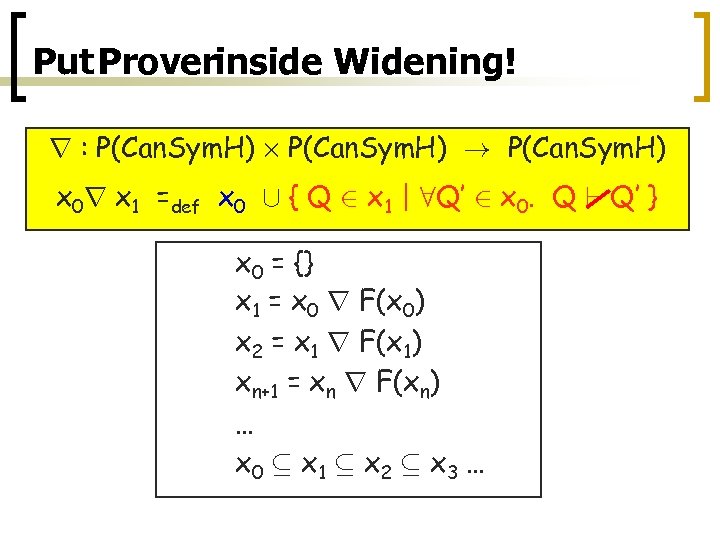 Put Proverinside Widening! r : P(Can. Sym. H) £ P(Can. Sym. H) ! P(Can.