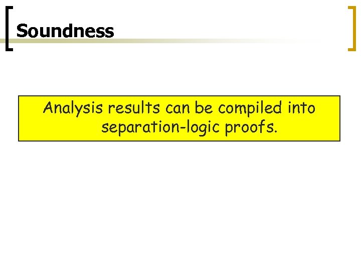 Soundness Analysis results can be compiled into separation-logic proofs. 