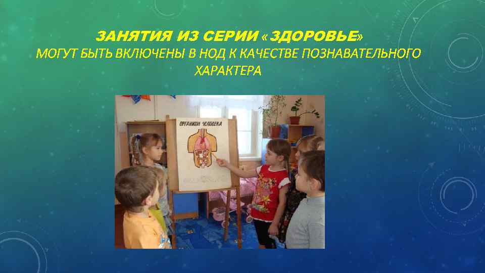 ЗАНЯТИЯ ИЗ СЕРИИ «ЗДОРОВЬЕ» МОГУТ БЫТЬ ВКЛЮЧЕНЫ В НОД К КАЧЕСТВЕ ПОЗНАВАТЕЛЬНОГО ХАРАКТЕРА 