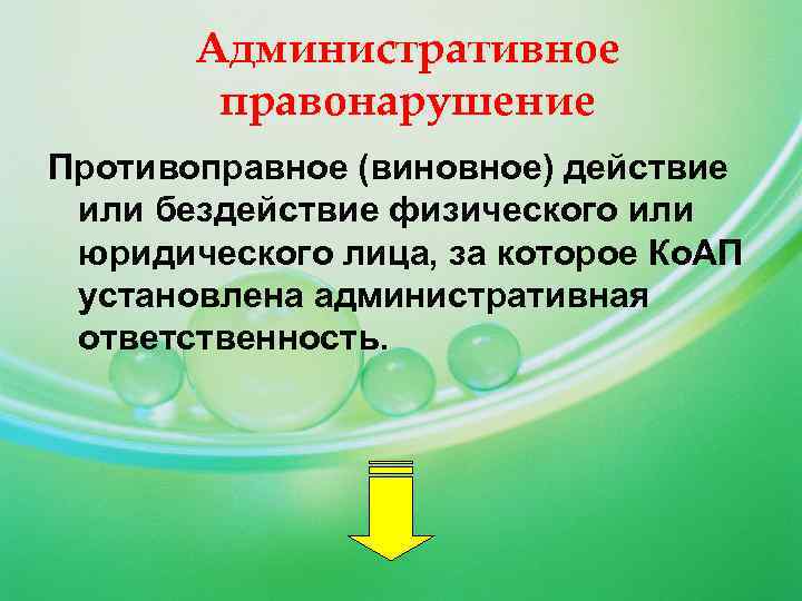 Административное правонарушение Противоправное (виновное) действие или бездействие физического или юридического лица, за которое Ко.