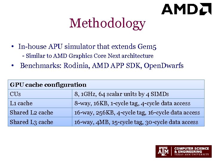 Methodology • In-house APU simulator that extends Gem 5 - Similar to AMD Graphics