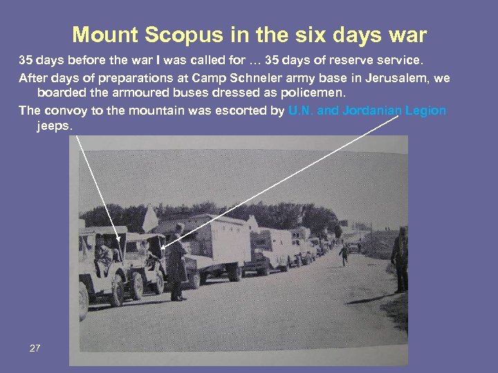 Mount Scopus in the six days war 35 days before the war I was