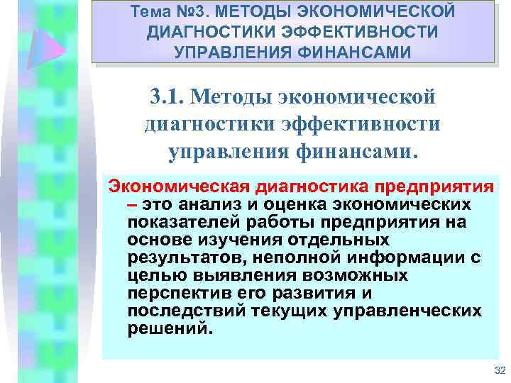 Тема № 3. МЕТОДЫ ЭКОНОМИЧЕСКОЙ Укрепление доходной базы муниципальных ДИАГНОСТИКИ ЭФФЕКТИВНОСТИ образований Республики Коми
