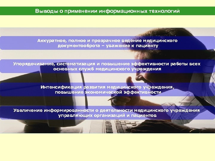 Выводы о применении информационных технологий Аккуратное, полное и прозрачное ведение медицинского документооброта – уважение