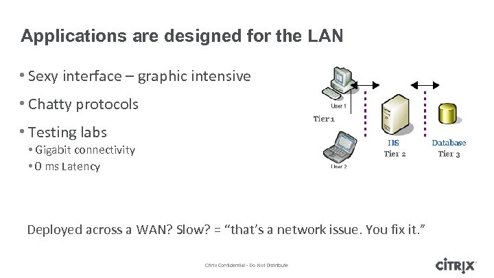 Applications are designed for the LAN • Sexy interface – graphic intensive • Chatty