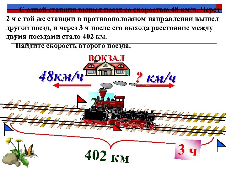  С одной станции вышел поезд со скоростью 48 км/ч. Через 2 ч с