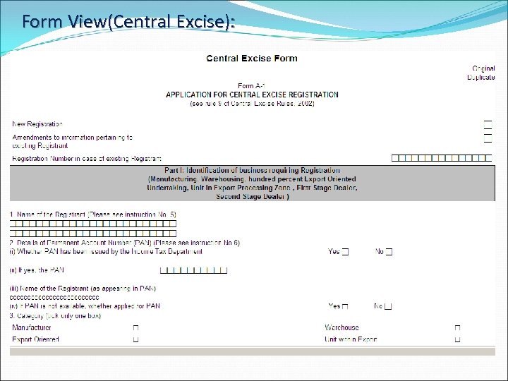 Form View(Central Excise): 