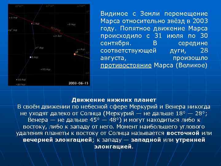 С какой скоростью перемещается земля. Видимое движение Марса. Видимое с земли перемещение Марса относительно звёзд в 2003 году.. Попятное движение Марса. Движение Марса относительно земли.