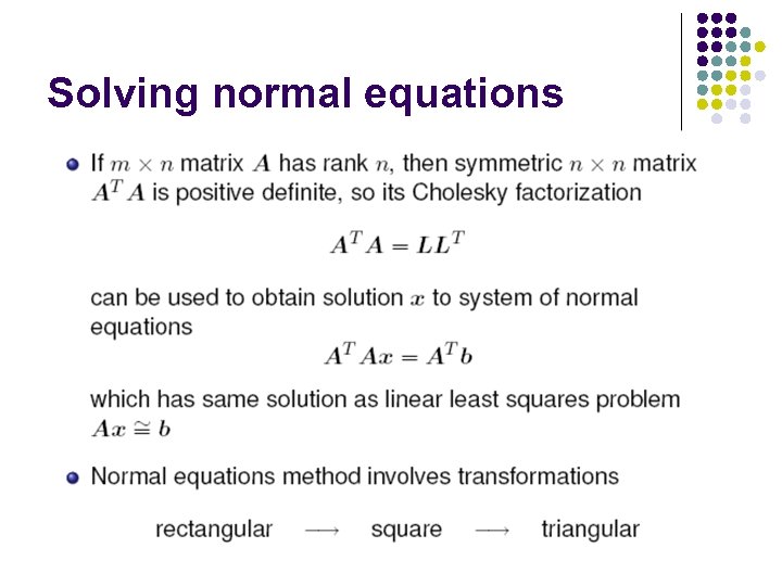 Solving normal equations 