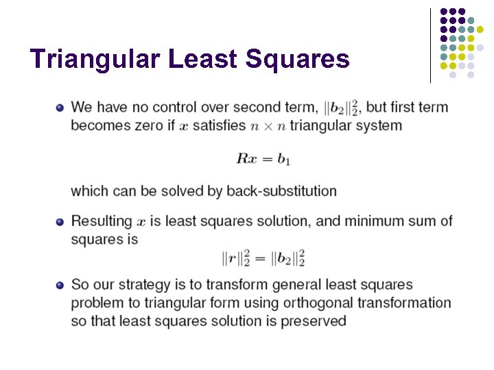 Triangular Least Squares 