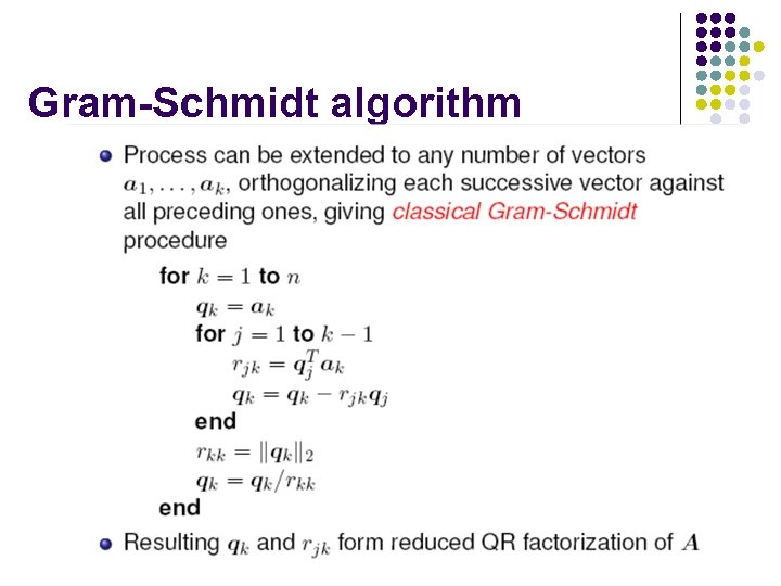 Gram-Schmidt algorithm 