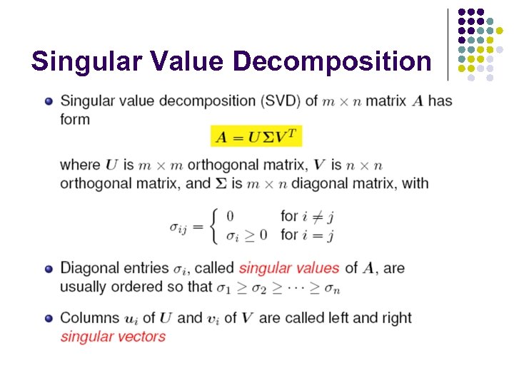 Singular Value Decomposition 