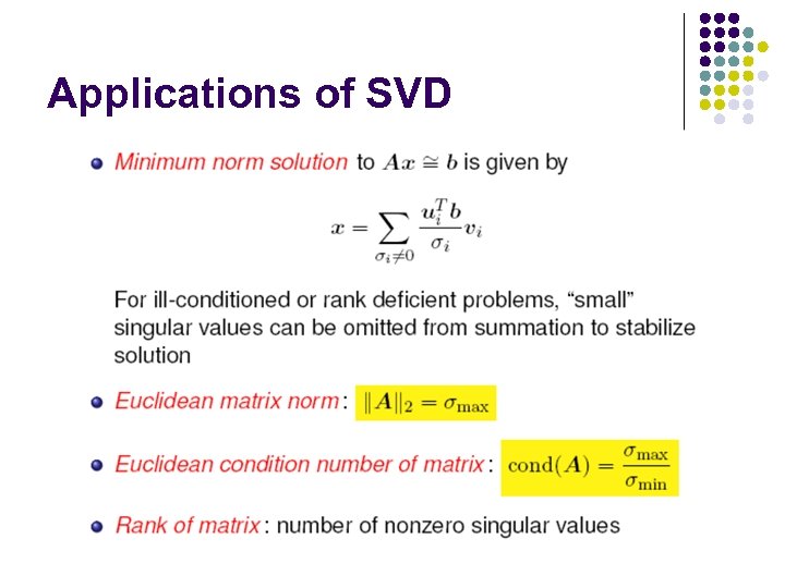 Applications of SVD 