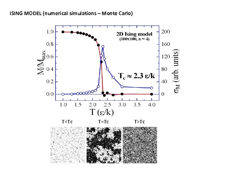 ISING MODEL (numerical simulations – Monte Carlo) T<Tc T=Tc T>Tc 
