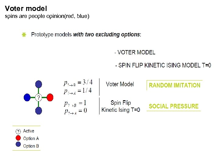 Voter model spins are people opinion(red, blue) 