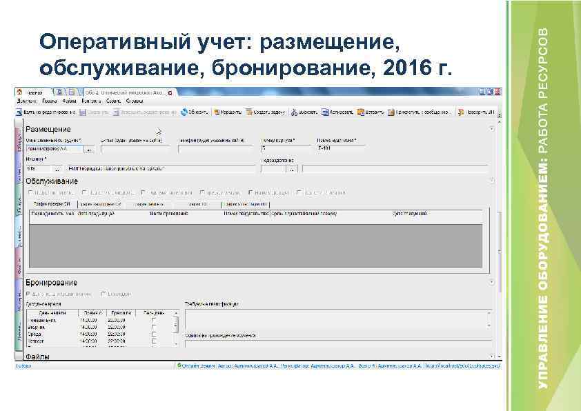 Оперативный учет: размещение, обслуживание, бронирование, 2016 г. 