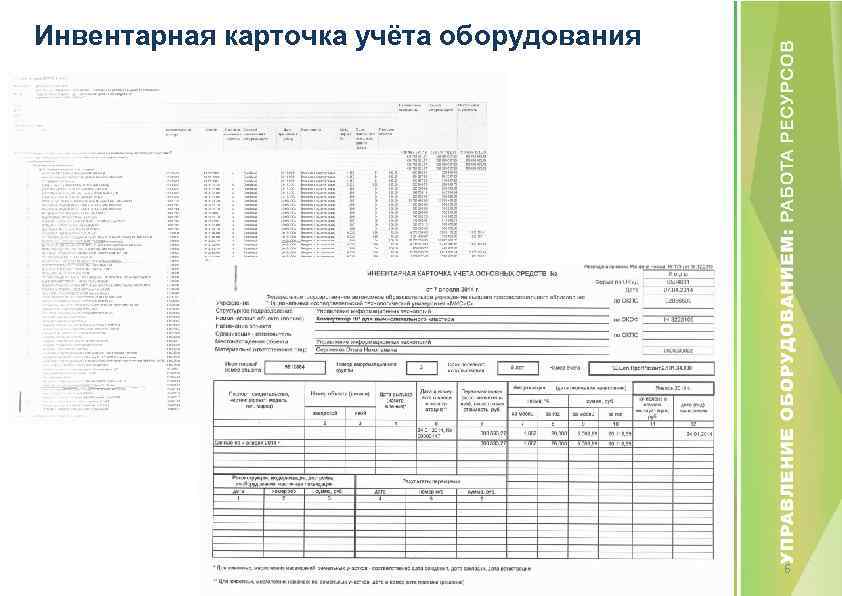 Карточка оборудования образец