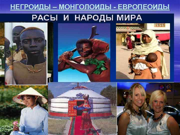 НЕГРОИДЫ – МОНГОЛОИДЫ - ЕВРОПЕОИДЫ 