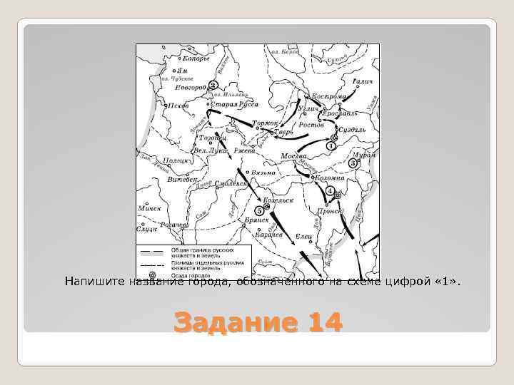 Цифрой 7 на схеме обозначен город юрьев