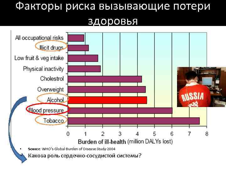 Факторы риска вызывающие потери здоровья • • Source: WHO's Global Burden of Disease Study