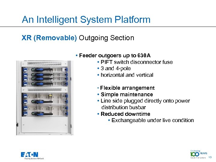 An Intelligent System Platform XR (Removable) Outgoing Section • Feeder outgoers up to 630