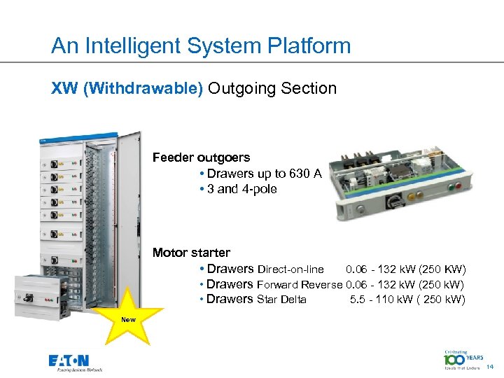 An Intelligent System Platform XW (Withdrawable) Outgoing Section Feeder outgoers • Drawers up to