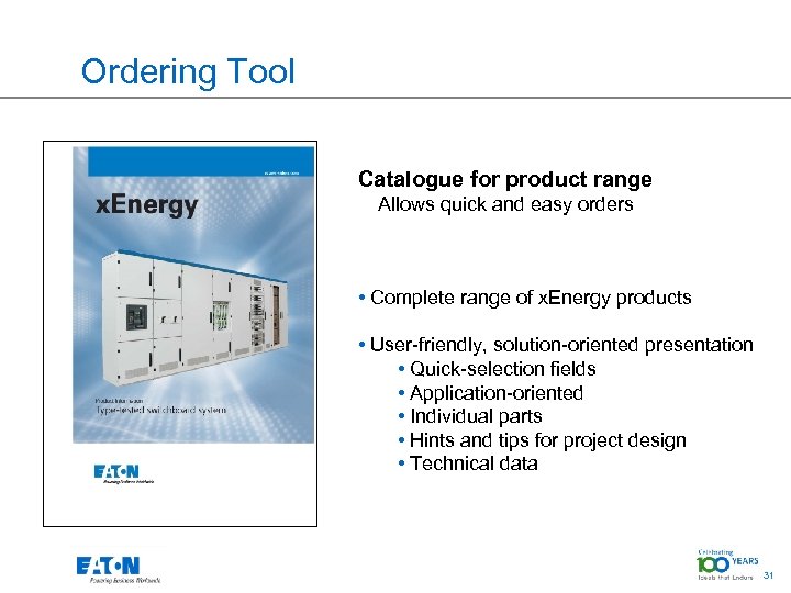 Ordering Tool Catalogue for product range Allows quick and easy orders • Complete range